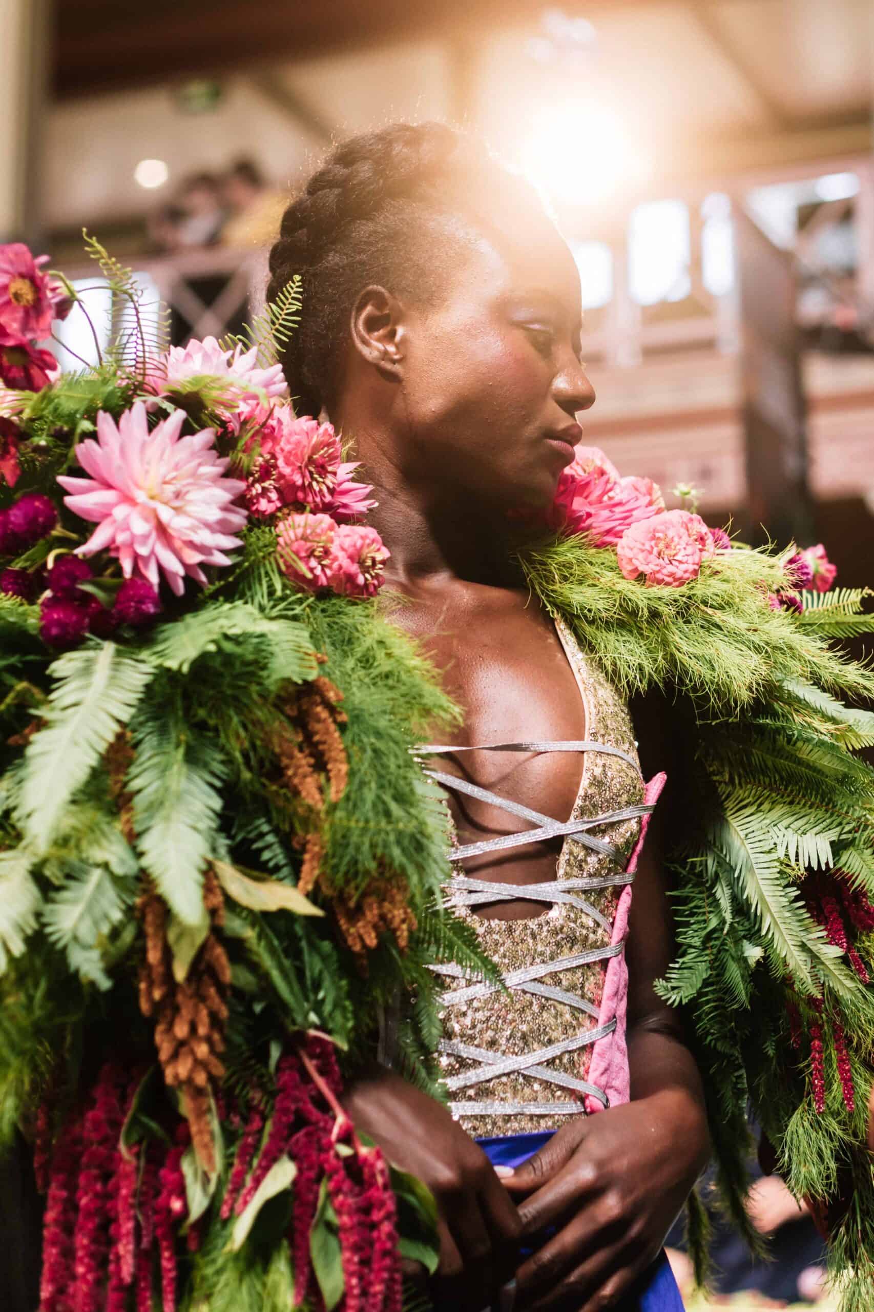 Floral couture, flower Fashion, designed by Australian Artist Julia Rose for the Main stage at Melbourne flower show